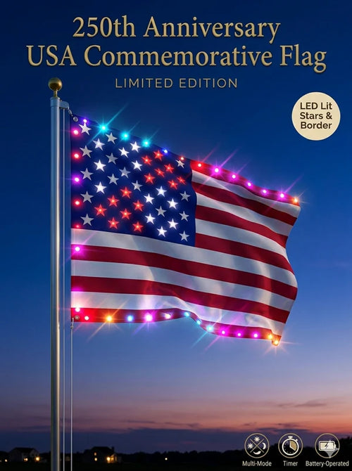 Last Day 60% OFF🔥 🦅 Illuminated 250th Anniversary USA Commemorative Flag - Premium LED Edition (3x5 Ft) -Bestseller