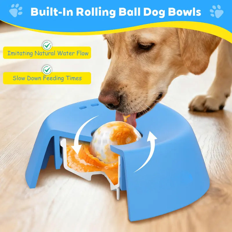 🐶 Slow Feeder Dog Bowl 🥣 Non-Toxic No Spill Licking Bowl for Puppies & Dogs