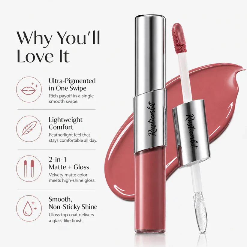 Perfect Twin Lip — Dual-Ended Liquid Lipstick with Velvet Matte Color and Glossy Shine