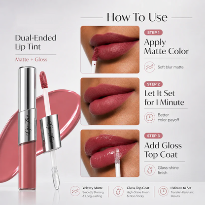 Perfect Twin Lip — Dual-Ended Liquid Lipstick with Velvet Matte Color and Glossy Shine