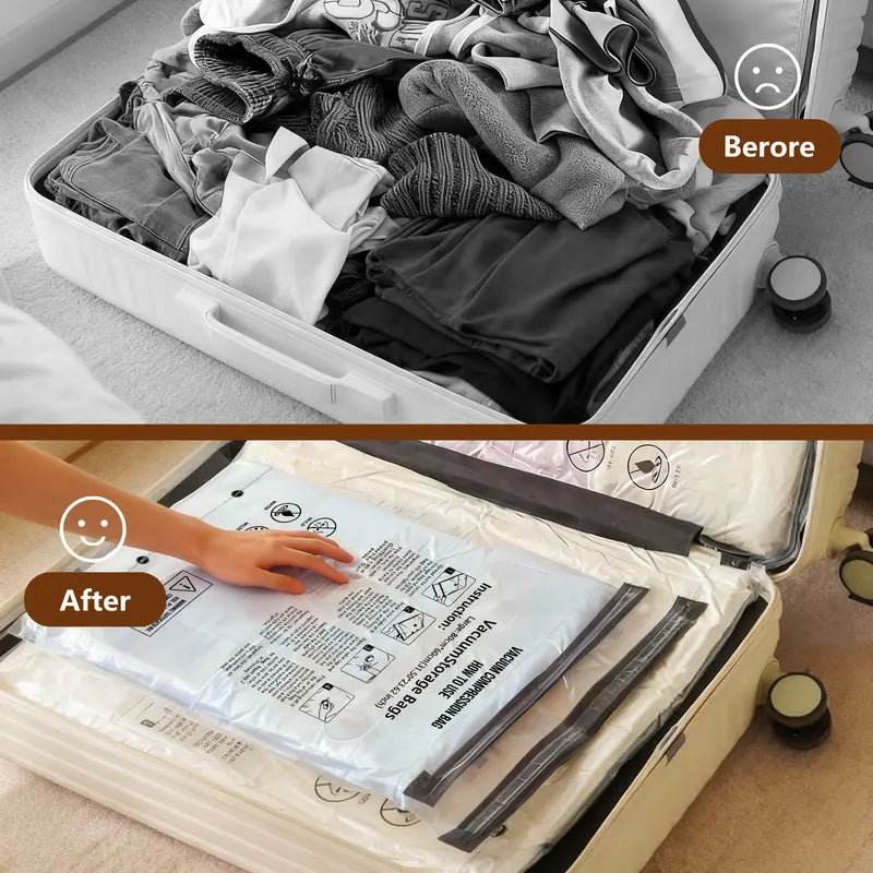 Travel Vacuum Storage Bags with Pump – Space-Saving & Reusable for Luggage and Home ✈️🧳