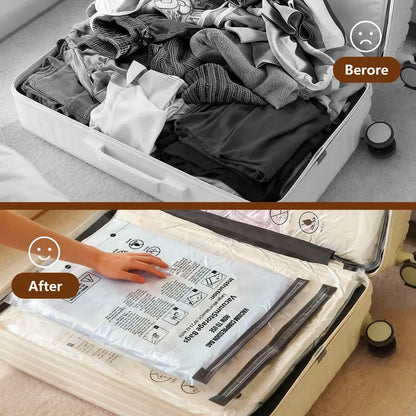 Travel Vacuum Storage Bags with Pump – Space-Saving & Reusable for Luggage and Home ✈️🧳