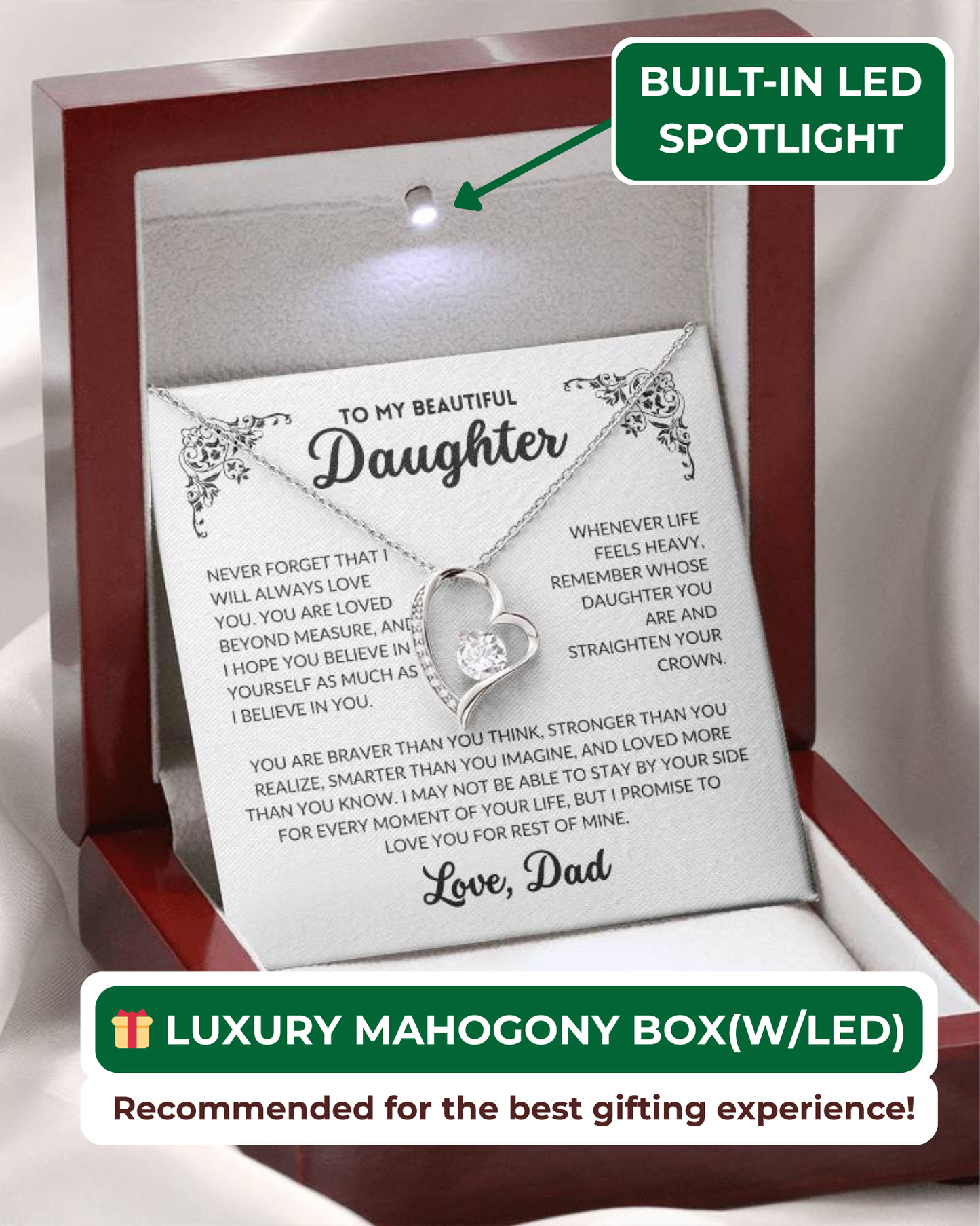 To My Daughter, I Will Always Love You(Forever Love Necklace)
