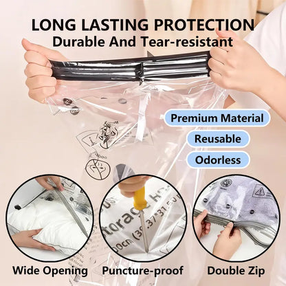 Travel Vacuum Storage Bags with Pump – Space-Saving & Reusable for Luggage and Home ✈️🧳