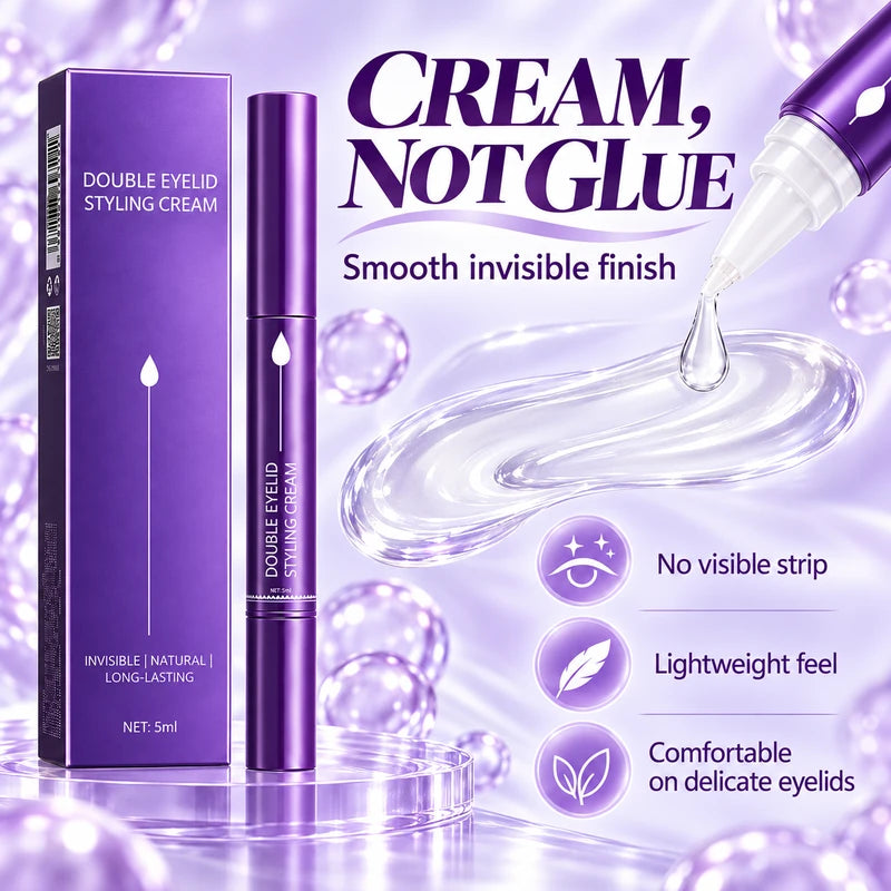 Transparent styling cream texture and precision applicator pen illustration