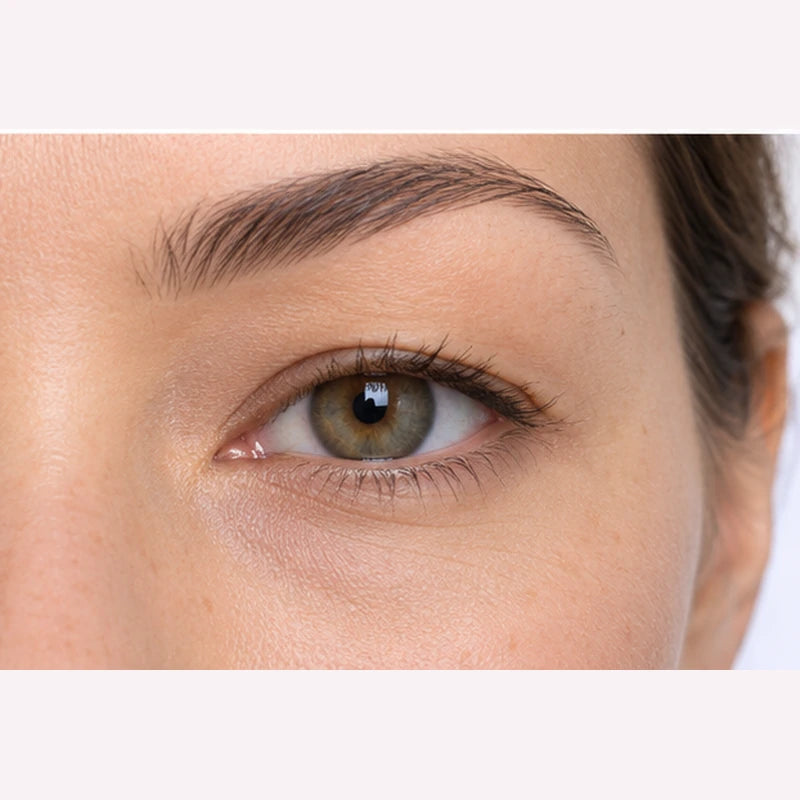 Illustrative before view: uneven or subtle upper crease on hazel eye